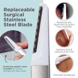 StackedSkincare Dermaplaning Face Exfoliating Tool - Smooth, Radiant, Glowing Skin - Easy to Use Dermaplane Razor For Face - Hair Removal Blade For Eyebrows and Peach Fuzz