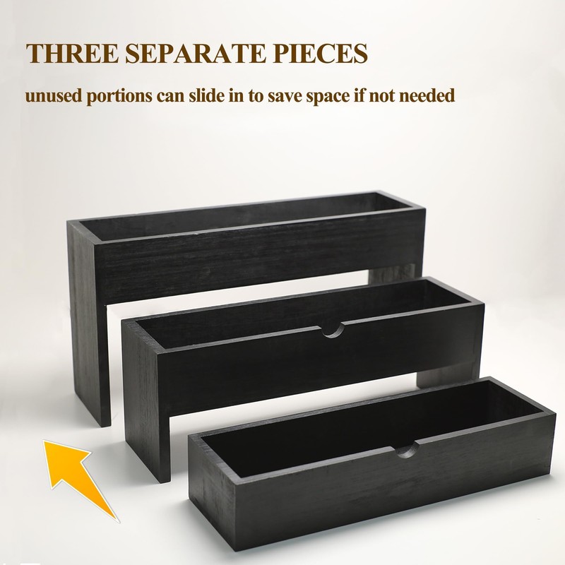 GOVOKOI Black Wood Coffee Syrup Rack Organizer, 3-Tier Separated Bottle