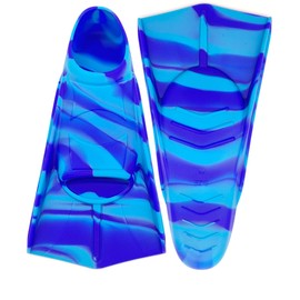 Fadgesy Swimming Training Fins,Comfortable Silicone Flippers for Swimming and Diving,Size Suitable Kids Girls Boys Adult (S, AmberBlue)