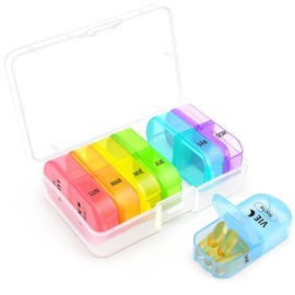 Pastillero Semanal 2 Tomas Español, Opret Pastilleros para Medicamentos de Viaje, Organizador de Pastillas Portatil y Grande con 14 Compartimentos