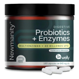 Probiticos y Prebiticos con Enzimas Digestivas 40 Billones - 180 Cpsulas Veganas para Hombre y Mujer con 15 Cepas y 3 Probiotics Lactobacilos para... 