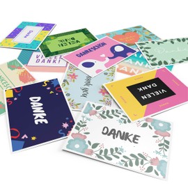 metaFox "Danke" Postcards, 20 Colourful Thank You Cards - Say Thank You When You Are Grateful, The Perfect Card Set for a 20-Day Gratitude Challenge