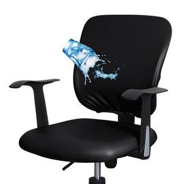 Bestenrose Office Chair Covers PU Leather Chair Cover Office Chair Waterproof Stretch Chair Cover Chair Cover for Computer Armrests Chairs (Black, Pack of 2)