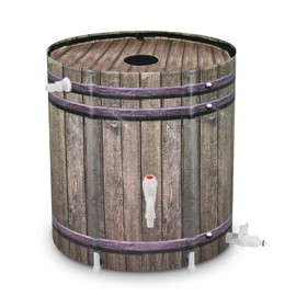 Rain Barrel,50 Gallon Collapsible Rainwater Collection with Spigots and Overflow Kit,Portable Plastic Rain Barrel with Filter, Anti-Collapse Rainwater Collection Container Woodgrain