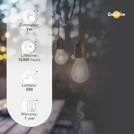Goodlite G-19752 Edison LED 4.5 W Bulb E26 Base T10 Shape 60 W Equivalend 500 Lumens Filement Super White 5000k Dimmable