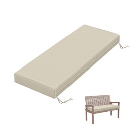 Tounosnt Outdoor Bench Cushion 48 X 18 X 3.5 Inch Thick Waterproof Patio Furniture Cushions, Patio Porch Swing Replacement Seat Pad with Tie Straps and Anti-Slip, for Backyard Garden, Cream
