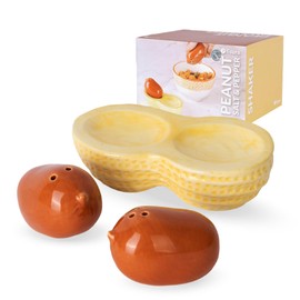 Fisura Original Peanut Peanut Salt and Pepper Shaker Set, Creative Nut Table Accessory, Two Piece Decoration Set for Kitchen or Dining Room, 13 x 6.5 cm