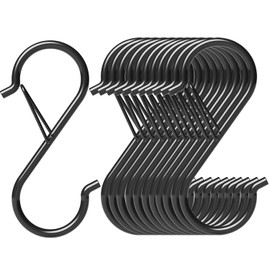 HEDGBOBO 12 Pack Heavy Duty Metal 3.5" S Hooks with Safety Buckle for Hanging Kitchen Utensils/Plants/Pots & Pans/Clothes, Hats