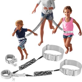 Accmor Toddler Waist Leash + Anti Lost Wrist Link with Lock, Hands-Free Baby Safety Belt Kids Elopement Leash Child Secure Public Walking Tether for Two Children & Special Needs ADHD/ASD Autistic