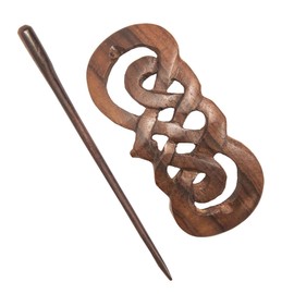 81stgeneration Carved Natural Wood Celtic Knot Hair Barrette - Boho Hairpin Hair Stick - Elegant Wooden Hair Pins for Women Wedding - Vintage Style Handmade Hair Accessories