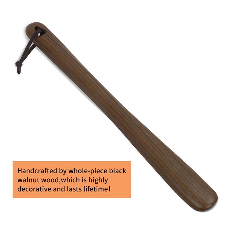 Luxdecor Long Handled Wooden Shoehorns- 15in Wooden Long Handle Shoe