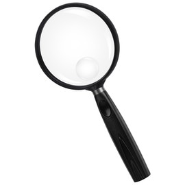 Feosky Handheld Reading Magnifier, 10X 30X Magnifier, 90mm Shatterproof Lens, Non-Slip Handle for Adults Close Work, Seniors Reading and Kids Nature Exploration, Hobby Observation(Black)