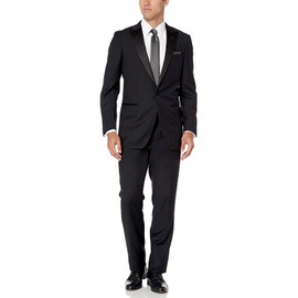Adam Baker Designed, Men's One Button Peak Lapel Two-Piece Tuxedo - Black - 42R