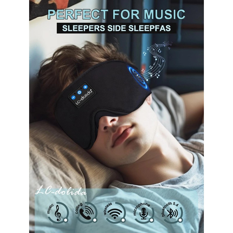 LC-dolida Bluetooth Sleep Mask with Headphones 3 in 1 Comfortable