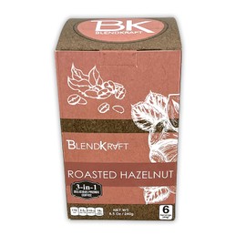 BLENDKRAFT Roasted Hazelnut - Instant Coffee Mix| Natural Extract | No Artificial Colors or Preservatives | Serve Hot or Cold, 8.5 Oz -6 Sachet Box