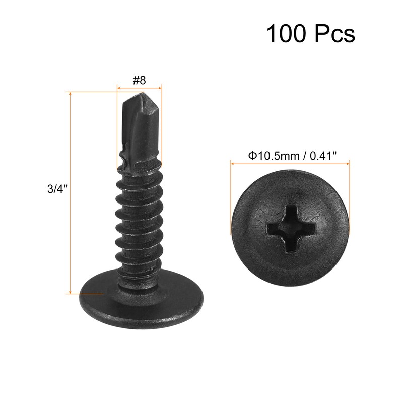 sourcing map Phillips Head Self Tapping Screws, #8 x 3/4"