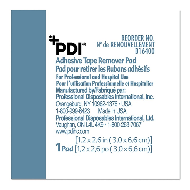 PDI Healthcare B16400 Adhesive Tape Remover Pad, 1.25" x 2.625"