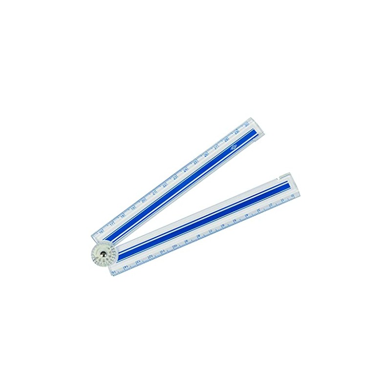 WEDO 521530 Folding Ruler 15-30 cm with Angle Scale Transparent,