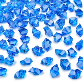 DomeStar Navy Blue Fake Crushed Ice Rocks, 150 PCS Fake Diamonds Plastic Ice Cubes Acrylic Clear Ice Rock Diamond Crystals Fake Ice Cubes Gems for Home Decoration Wedding Display Vase Fillers