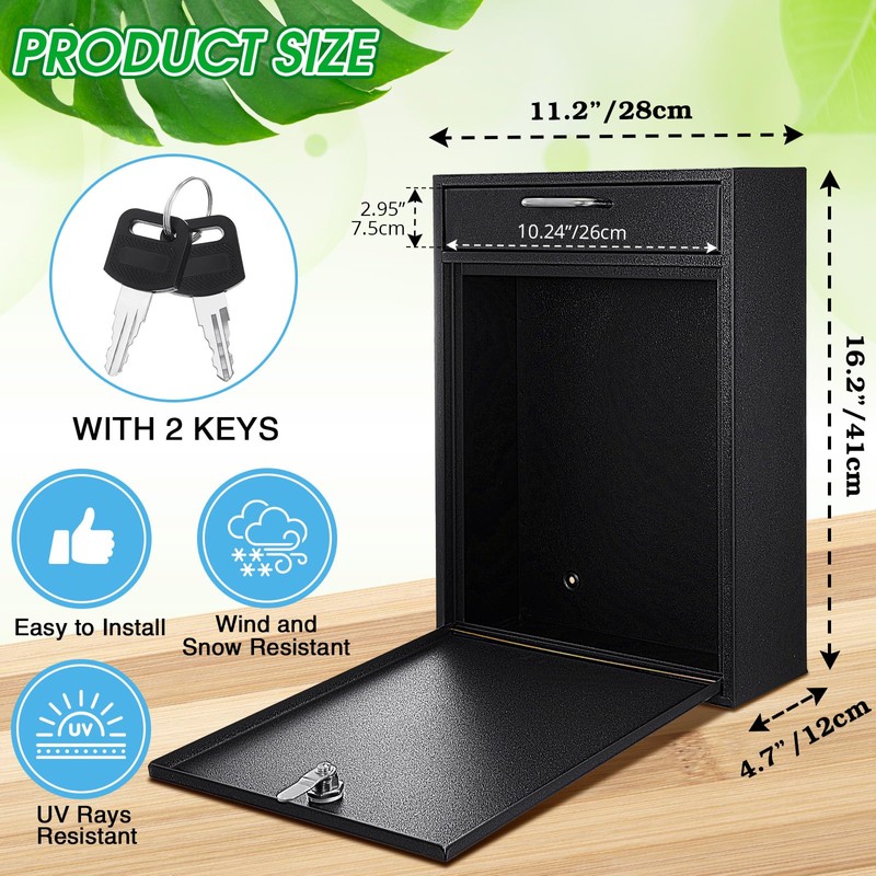 Yaocom Locking Mailbox with Key for Outdoor 16.2 x 11.2