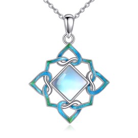 Heart Moonstone Necklace Sterling Silver Celtic Knot Pendant Heart Necklace Good Luck Irish Jewelry Gifts for Women Girl Mom(Moonstone Necklace)