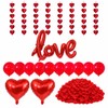 Romantic Red Heart Balloon Decoration Set with Hanging Heart Strands,