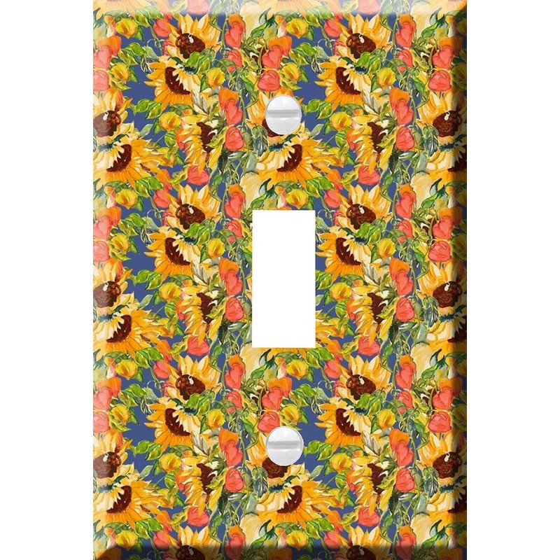 Toggle Wallplate, Single Light Switch Cover Plate - Sunflower Pattern