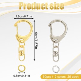 Shimmeroo 50Pcs Lobster Claw Clasps for Keychains,Open Jump Rings Key Chain Rings Keychain Clasps for DIY Keychain Hooks Charm Jewelry Clasp for Crafts Key Clip for Keychains(Gold, Silver)