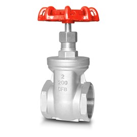 2" NPT Stainless Steel Gate Valve, Heavy Duty Female x Female Thread Manual Rotary Sluice Valve with Wheel Handle for Water, Oil, Gas, Industrial Plumbing, and HVAC Systems (2", DN50)