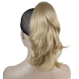Lydell 12" Short Wavy Curly Claw Ponytail Hair Extensions Clip in Ponytail for Women Girls Hairpieces Bright Golden Blonde