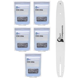 UpStart Components 5-Pack Replacement 16" Single Rivet Bar and 16" Semi Chisel Chain Combo for Echo CS 400, Echo CS 310, Husqvarna 240, Echo CS 352, Poulan P3314, Husqvarna 235, Echo CS 370 Chainsaw