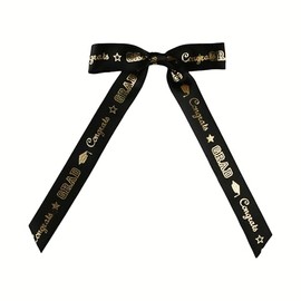 Meseey Graduation Ribbon Bows with Twist Ties, 30 Pack, Satin Congrats Grad Party Decoration (Black, 3.5 X 5 Inch)