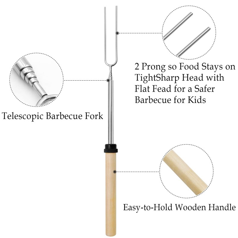 5 Pcs Marshmallow Toasting Kit, Extendable Stainless Steel Smores Kit