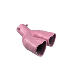 idain 2.5 inch Inlet Dual Exhaust Tips Muffler Tip,Chrome Heart-Shaped Exhaust Tip,Universal Bolt-On Double Tube Exhaust Muffler (Pink,Curved)