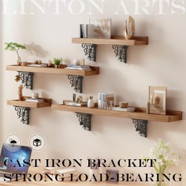 Linton Arts 2 Pack Octopus-Decorative Shelf Brackets, 5.18x5.18 Inch Cast Iron Wall Shelf Bracket,Decorative L Brackets, Hardware Included