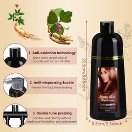 Black Hair Colour Shampoo, Natural Black Hair Dye, 3-in-1, Hair Colour Shampoo Instant for Grey Hair, Hair Dye in Minutes, 100% Grey Coverage, Easy & Quick, 500 ml