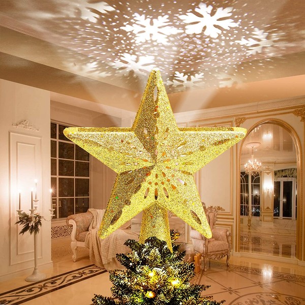 Avoalre Christmas Tree Topper Projector Light Star Tree Topper for