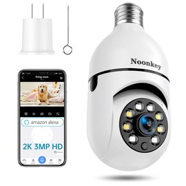 Noonkey 5G&2.4Ghz Wireless Bulb Security Camera with Montion Tracking，360 WiFi Security Camera, Color Night Vision，Indoor&Outdoor，Two-Way Audio，Work with Alexa，Easy Install . 1 Pcs - Color: bulb security camera
