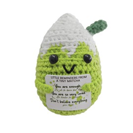 Fouliki Positive Vibes Crochet Matcha Pal - Uplifting Affirmation Gift for Women,Bestie & Coworkers,Inspirational Christmas Stocking Stuffer