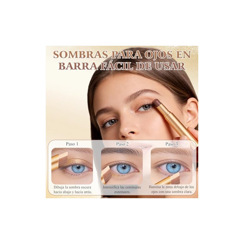Nuevo 3-in-1 Easy Eyeshadow Stick，Barra de Sombra de Ojos 3