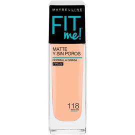 Maybelline Base de Maquillaje Fit Me Matte, 118 Light Beige + Super Natural Polvo Compacto Matte, 220 Nat Beige, 12 gr
