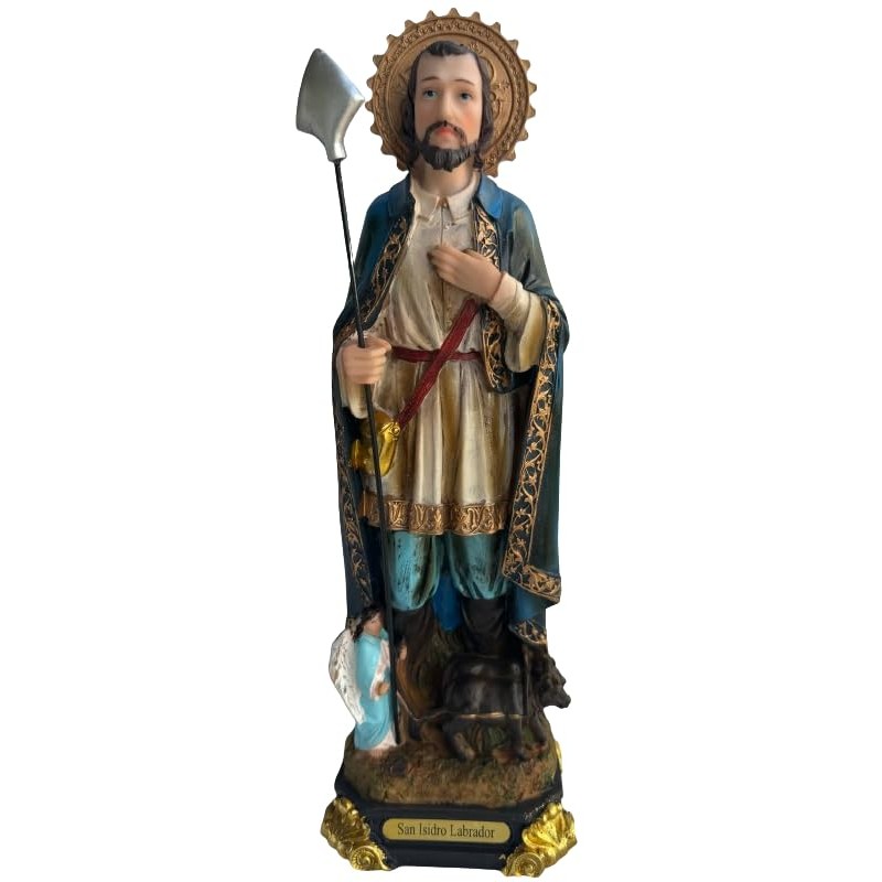 Cannan San Isidro Labrador 12.5" Santo Agricultor Resin Religious Figure