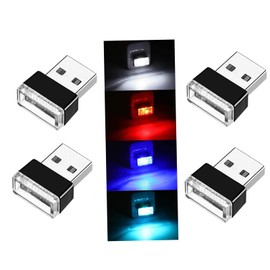 Unifizz 4 PCS USB LED Car Interior Atmosphere Lamp, Portable Mini LED Night Light, Plug-in USB Interface Trunk Ambient Lighting Kit, Universal Car Interior Accessories