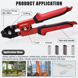 Fishing Crimping Tool Fishing Line Crimping Kit,Fishing Crimping Pliers with Crimp Sleeves Beads Set Wire Rope Leader Crimping Tool 10in Crimper Plier Aluminum Copper Crimp Sleeves