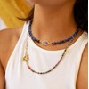 Aobei Pearl Irregular Lapis Lazuli Choker 18K Gold CZ Evil