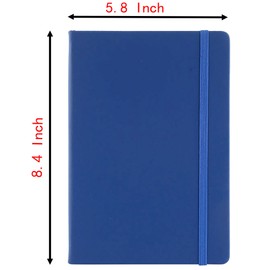 YIKANGHENG Hardcover Journal Notebook, 1 Pcs A5 PU Leather Cover With Bandage 80 Sheets (160 Pages) 8 mm Ruled Diary Notebooks (Blue)