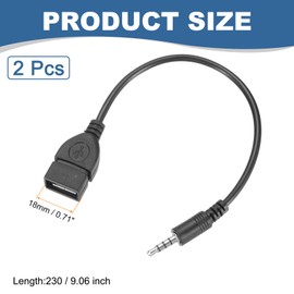 MECCANIXITY Aux to USB Cable, 3.5mm Male Audio Aux Jack Plug to USB 2.0 Female Converter Cords for Car AUX Port, Black