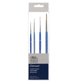 Winsor & Newton Aquarellpinsel mit kurzem Griff, Serie 111, Set und 1 Karte