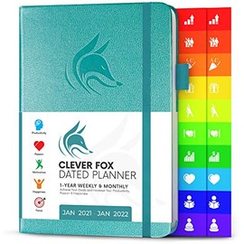 Clever Fox Planner Dated Jan 2023 â Jan 2024 â Weekly Goal Planner, Organizer Notebook, Calendar and Gratitude Journal to Boost Productivity and Hit Your Goals â A5, Lasts 1 Year, Aquamarine (Weekly)