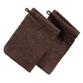 Erwin Müller Heidelberg Washing Mitt, Pack of 2, 100% Cotton, Brown, 15 x 21 cm, Soft Quality, Absorbent and Heavy Duty, Practical Thanks to Loop (Other Colours)